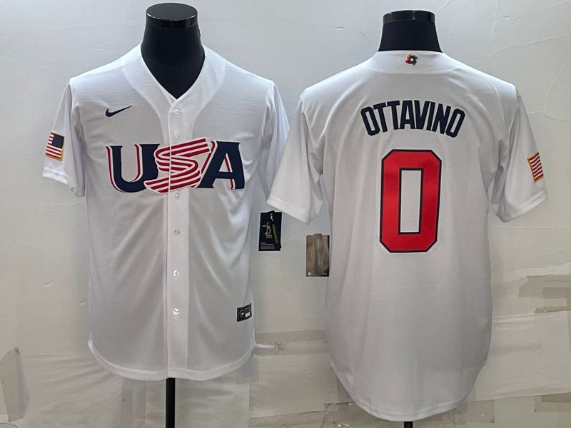 Men 2023 World Cub USA #0 Ottavino White Nike MLB Jersey6->more jerseys->MLB Jersey